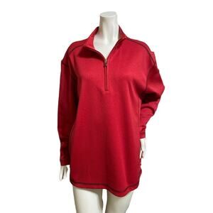Pebble Beach Performance Red With Black Accent Stitching 1/4 Zip Pullover Size M